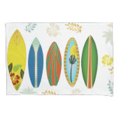 レトロ金ゴールド熱帯沿岸サーフボード 枕カバー (正面)