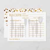 レトロ金ゴールド紙吹雪ブライダルシャワーレシピカード ポストカード (正面/裏面)