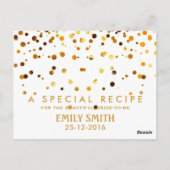 レトロ金ゴールド紙吹雪ブライダルシャワーレシピカード ポストカード (裏面)