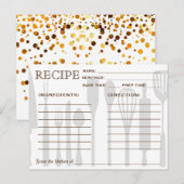 レトロ金ゴールド紙吹雪ブライダルシャワーレシピカード ポストカード (正面/裏面)