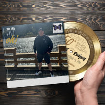 レトロ金ゴールド記録50th誕生日パーティーの招待状