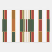 レトロ金ゴールド、緑と赤のクリスマス ラッピングペーパーシート (正面2)