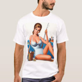 レトロ釣り女子 Tシャツ (正面)