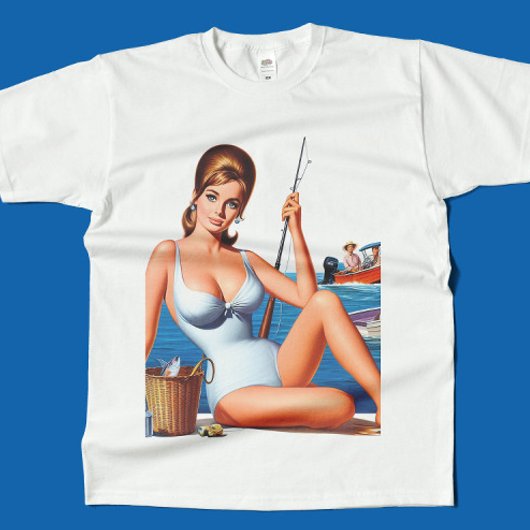 レトロ釣り女子 Tシャツ