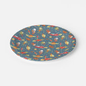 レトロ銀河系の外部空間をテーマにしたパーティー ペーパープレート (アングル)