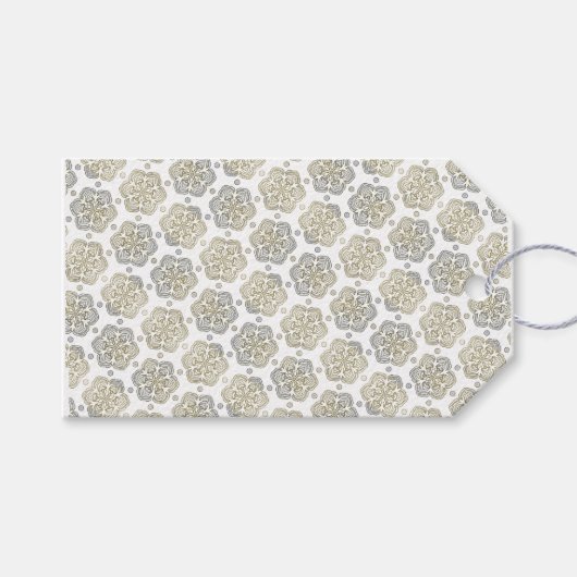 レトロ銀金ゴールド花模様 ギフトタグ (正面(横))