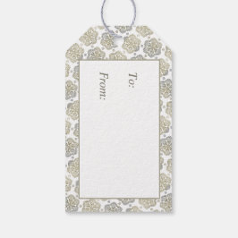 レトロ銀金ゴールド花模様 ギフトタグ