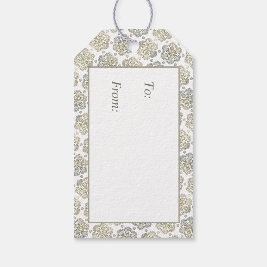 レトロ銀金ゴールド花模様 ギフトタグ (裏面)
