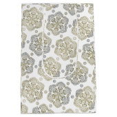 レトロ銀金ゴールド花模様 ミディアムペーパーバッグ (裏面)