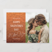 レトロ銅の金属のようなツーショット写真バレンタイン シーズンカード (正面)