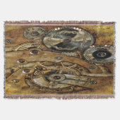 レトロ銅ブラスギアスチームパンクアンティーク スローブランケット (正面)