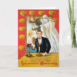 レトロ鏡幽霊ハロウィンカード シーズンカード