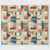 レトロ長方形抽象芸術ミッドセンチュリーモダン ラッピングペーパー (フラット)