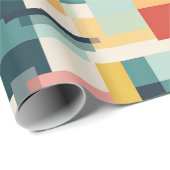 レトロ長方形抽象芸術ミッドセンチュリーモダン ラッピングペーパー (ロールコーナー)
