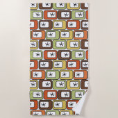 レトロ長方形(スターバスト) ビーチタオル (正面)