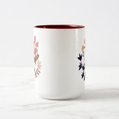 レトロ開花フローラルパターン ツートーンマグカップ (中央)