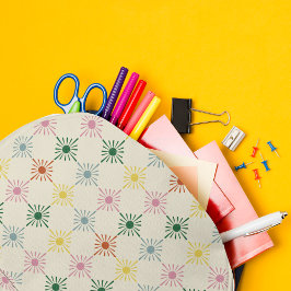 レトロ開花幾何フローラプリント パターン（の模様が）ある プリントバックパック