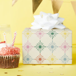 レトロ開花幾何フローラプリント パターン（の模様が）ある ラッピングペーパー