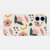 レトロ開花抽象芸術フローラ iPhone 16ケース (裏面横)