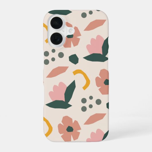 レトロ開花抽象芸術フローラ iPhone 16ケース (裏面)