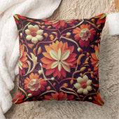 「レトロ開花 – シームレスなフローラルパターン クッション (ブランケット)