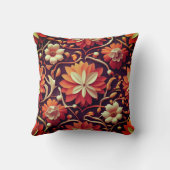 「レトロ開花 – シームレスなフローラルパターン クッション (裏面)