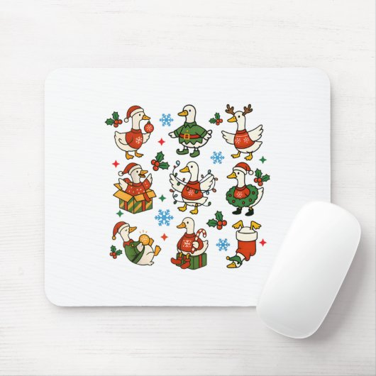 レトロ間抜けグースサンタクリスマスキュートガメリーース マウスパッド (マウス)