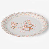 レトロ間抜けグース手引きニュートラル赤ちゃんシャワー ペーパープレート (アングル)