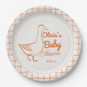 レトロ間抜けグース手引きニュートラル赤ちゃんシャワー ペーパープレート (正面)