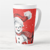 レトロ雪だるまクリスマス雪だるま  カフェラテマグ (右アングル)