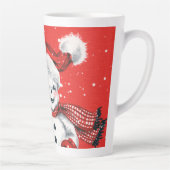 レトロ雪だるまクリスマス雪だるま  カフェラテマグ (右)