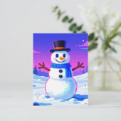 レトロ雪だるまグリッチ ポストカード (スタンド正面)