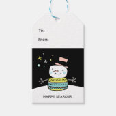レトロ雪だるまハッピーシーズンクリスマス ギフトタグ (正面)