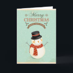 レトロ雪だるまハッピーニューイヤーメリークリスマス シーズンカード<br><div class="desc">新年と楽しいクリスマスのレトロヴィンテージ雪だるまグリーティングカード。</div>