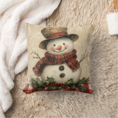 レトロ雪だるま装飾用クッション クッション (ブランケット)