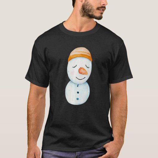 レトロ雪だるま顔スノーミースプレミアム Tシャツ (正面)