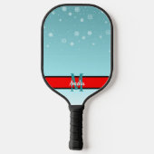 レトロ雪だるま、かわいい犬、赤い（鳥）ショウジョウコウカンチョウと木 ピックルボールラケット (裏面)