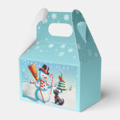 レトロ雪だるま、かわいい犬、赤い(鳥)ショウジョウコウカンチョウと木 フェイバーボックス (正面サイド)