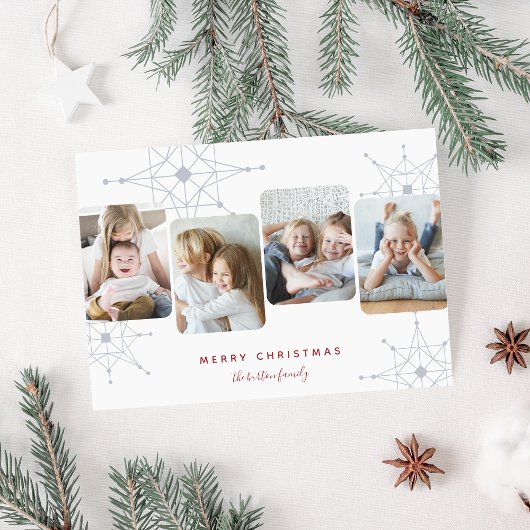 レトロ雪 | 4フォトコラージュメリークリスマス シーズンカード