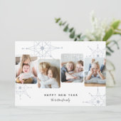 レトロ雪 | 4フォトコラージュ新年 シーズンカード (スタンド正面)