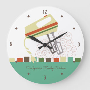 レトロ電動ビーターベーキングミキサーキッチンクロック ラージ壁時計