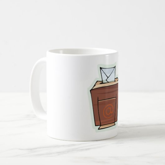 レトロ電子メール受信トレイアイコン漫画スタイル コーヒーマグカップ (正面左)