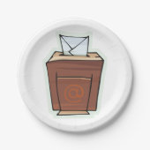 レトロ電子メール受信トレイアイコン漫画スタイル ペーパープレート (正面)