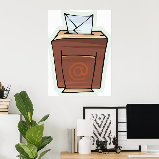 レトロ電子メール受信トレイアイコン漫画スタイル ポスター (ホームオフィス)