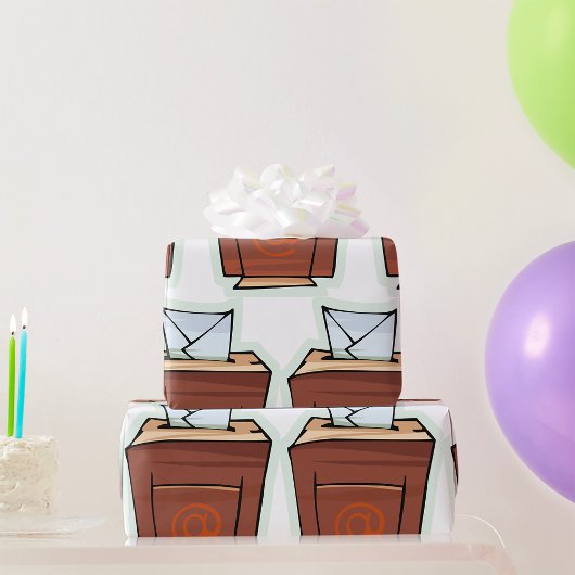 レトロ電子メール受信トレイアイコン漫画スタイル ラッピングペーパー