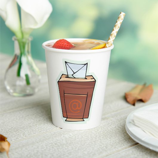 レトロ電子メール受信トレイアイコン漫画スタイル 紙コップ