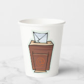 レトロ電子メール受信トレイアイコン漫画スタイル 紙コップ (正面)