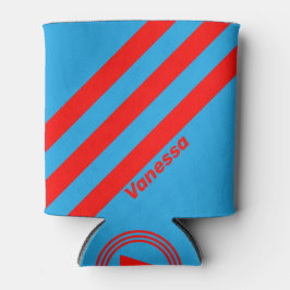 レトロ電気青色赤ストライプ三名 缶クーラー