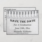 レトロ電球の日付の保存 案内ポストカード (正面/裏面)