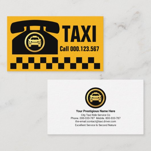 レトロ電話タクシー運転手 名刺 (正面/裏面)
